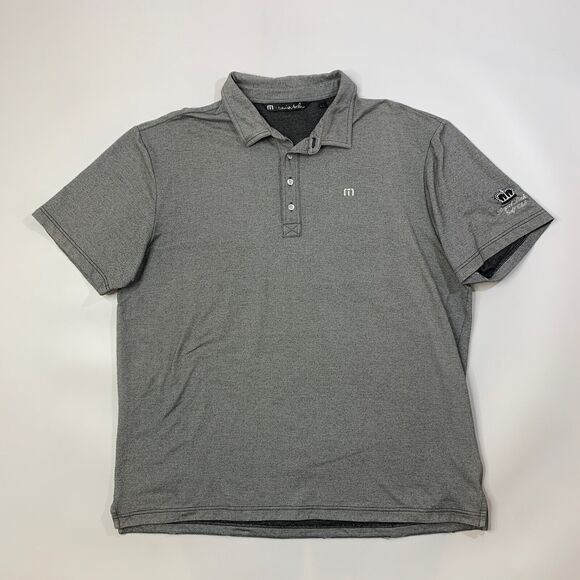 Travis Mathew Shirt Mens XL Grey Royal Links Golf Club Droptail Hem Polo - Picture 2 of 10